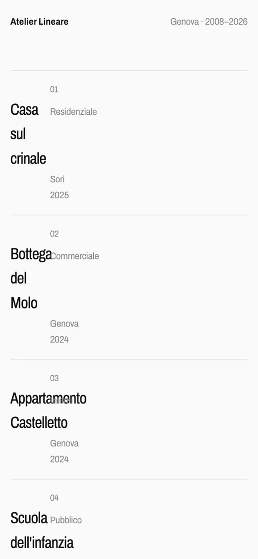 Anteprima smartphone del concept Atelier Lineare