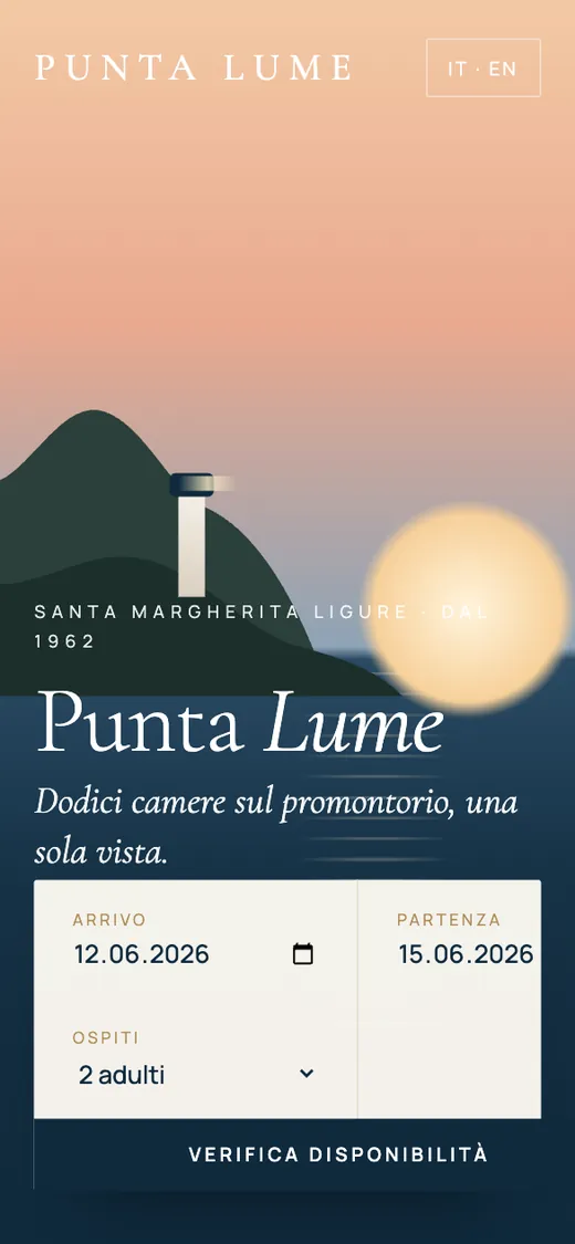 Anteprima smartphone del concept Hotel Punta Lume