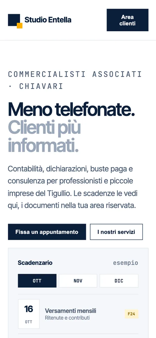Anteprima smartphone del concept Studio Entella